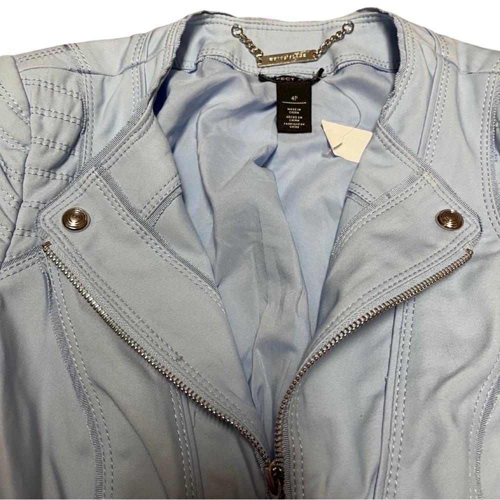 White House Black Market Blue Blazer Fitted Asymmetrical sz 4 Petite - Picture 3 of 9